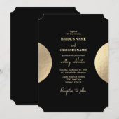 Moderne hedendaagse zwarte en gouden Abstracte bru Kaart (Voorkant / Achterkant)