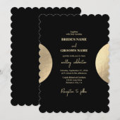 Moderne hedendaagse zwarte en gouden Abstracte bru Kaart (Voorkant / Achterkant)