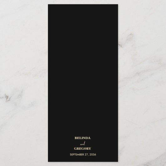 Moderne hedendaagse zwarte en gouden Abstracte bru Menu (Achterkant)