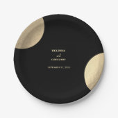 Moderne hedendaagse zwarte en gouden Abstracte bru Papieren Bordje (Voorkant)