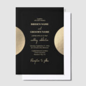 Moderne hedendaagse zwarte en gouden Abstracte bru Vellum Uitnodigingen (Offset)