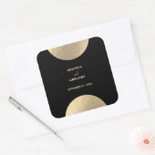 Moderne hedendaagse zwarte en gouden Abstracte bru Vierkante Sticker (Envelop)