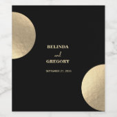 Moderne hedendaagse zwarte en gouden Abstracte bru Wijn Etiket (Enkel label)