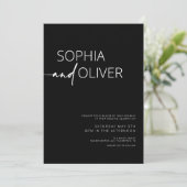 Moderne hedendaagse zwarte en witte bruiloften kaart (Staand voorkant)