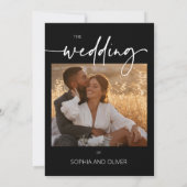 Moderne hedendaagse zwarte en witte bruiloften kaart (Achterkant)