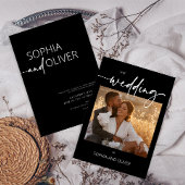 Moderne hedendaagse zwarte en witte bruiloften kaart