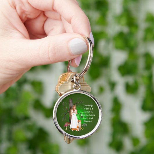 Moderne HedgeWitch Fox Quote Paddestoel Groen Sleutelhanger (Hand)