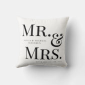 Moderne heer en mevrouw aangepaste naam zwart en w kussen (Achterkant)