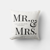 Moderne heer en mevrouw aangepaste naam zwart en w kussen (Voorkant)