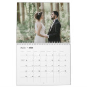 Moderne heer en mevrouw koppel gouden bloemenfoto kalender (Mar 2026)