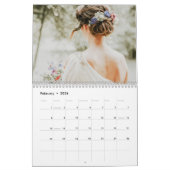 Moderne heer en mevrouw koppel gouden bloemenfoto kalender (Feb 2026)