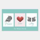 Moderne heerlijke scandinavische vreugdeliefde voo rechthoekige sticker (Voorkant)