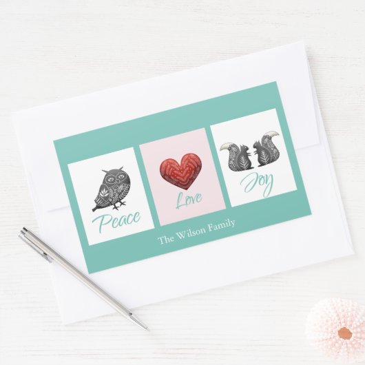 Moderne heerlijke scandinavische vreugdeliefde voo rechthoekige sticker (Envelop)