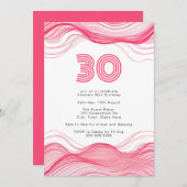 Moderne Heet Roze 30e Verjaardag Uitnodiging (Voorkant / Achterkant)