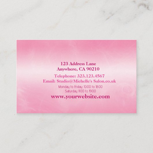 Moderne Heet Roze Lippen Make-up Artiest Visitekaartje (Achterkant)