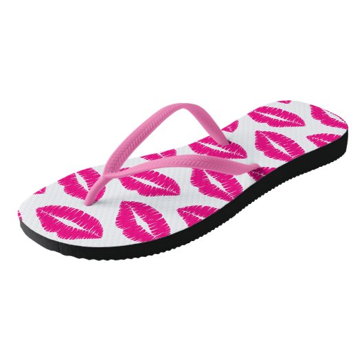 Moderne Heet Roze Lipstick Kus Lippen Vrouwen Teenslippers (Schuin)