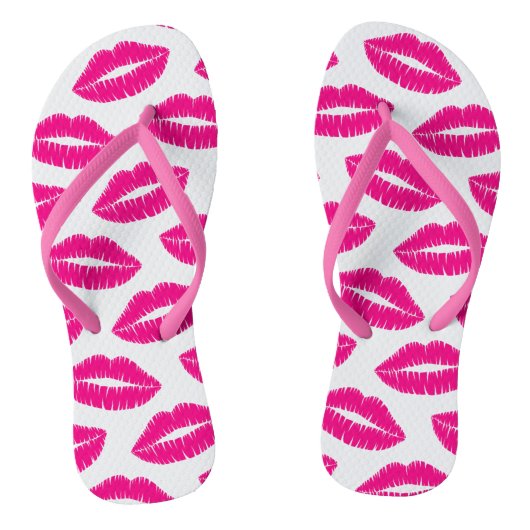 Moderne Heet Roze Lipstick Kus Lippen Vrouwen Teenslippers (Voetbed)