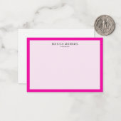 Moderne Heet Roze Rand Gepersonaliseerd Notitiekaartje (Voorkant / Achterkant in situ)