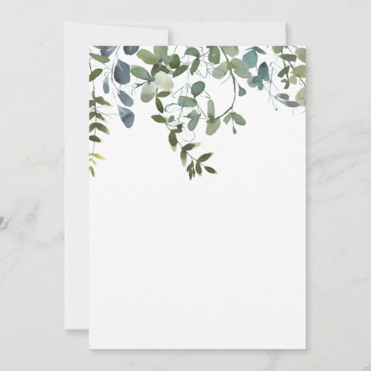 Moderne Heilige Communie Eucalyptus Greenery Kaart (Achterkant)
