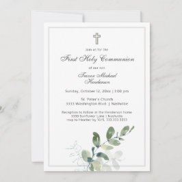 Moderne Heilige Communie Eucalyptus Greenery Kaart