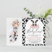 Moderne Heilige Koe Roze Bloemen Verjaardag Kaart (Staand voorkant)