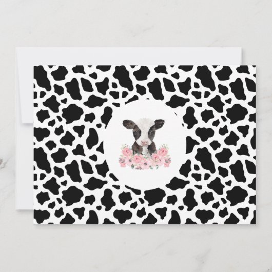 Moderne Heilige Koe Roze Bloemen Verjaardag Kaart (Achterkant)