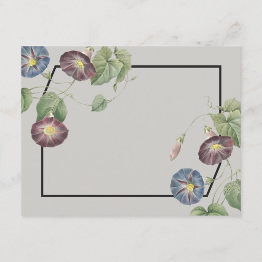 Moderne Heirloom Morning Glory Bruiloft Informatie Informatiekaartje (Achterkant)