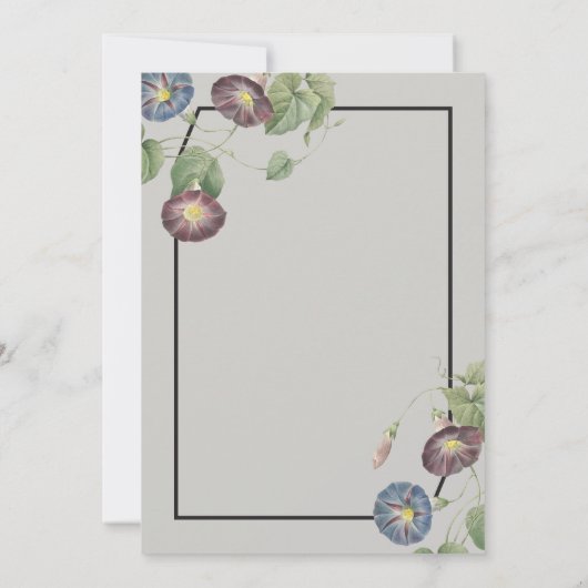 Moderne Heirloom Morning Glory Bruiloft uitnodigin Kaart (Achterkant)