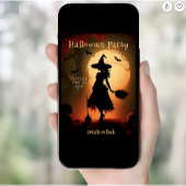 Moderne heks silhouet bezem Halloween Party Kaart