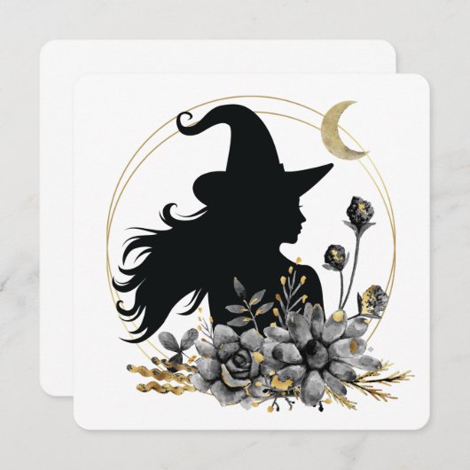 Moderne heks van Halloween Kaart (Voorkant / Achterkant)