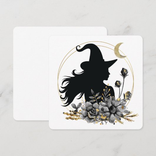 Moderne heks voor Halloween Kaart (Voorkant / Achterkant)