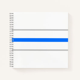 Moderne Helder Blauw Grijs Racing Stripes op Wit Notitieboek