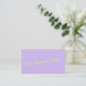 Moderne helder lavendel chartreuse script visitekaartje (Staand voorkant)