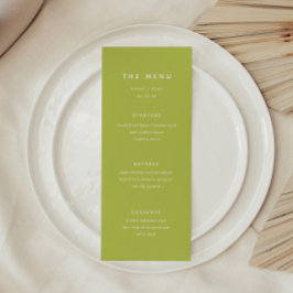 Moderne helder limoengroene bruiloft menu