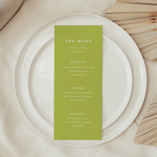 Moderne helder limoengroene bruiloft menu