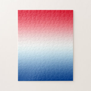 Moderne helder rood wit en blauw ombre legpuzzel