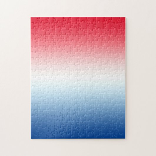 Moderne helder rood wit en blauw ombre legpuzzel (Verticaal)