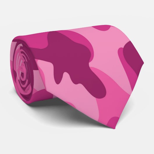 Moderne helder roze blauw camouflage, monogram ini stropdas (Opgerold)