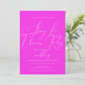 Moderne Helder Roze Oranje Mooie Script Bruiloft Kaart (Staand voorkant)