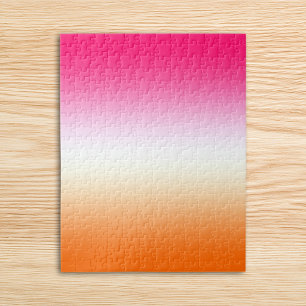 Moderne helder roze wit en oranje ombre legpuzzel