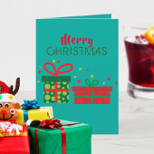Moderne helder turquoise cadeau dozen vrolijk kers kaart