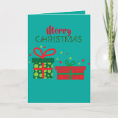 Moderne helder turquoise cadeau dozen vrolijk kers kaart (Voorkant)