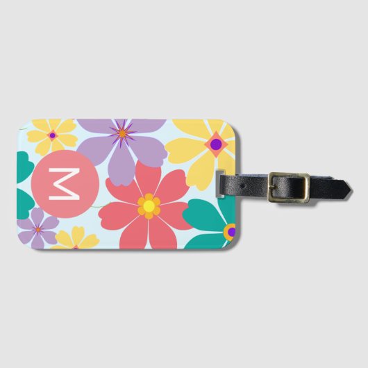 Moderne, heldere bloem bagagelabel (Voorkant (horizontaal))