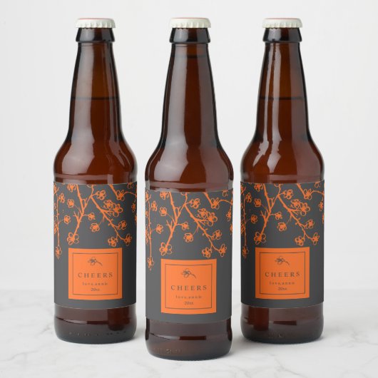 Moderne, heldere bloemen bier etiket (Flessen)