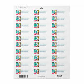 Moderne heldere bloemen en zwart bladmonogram etiket (Full Sheet)