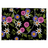 Moderne heldere bloemen op zwarte achtergrond Cade Groot Cadeauzakje (Achterkant)