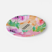 Moderne heldere bloemige bruine kraft bruiloftssho papieren bordje (Gekanteld)