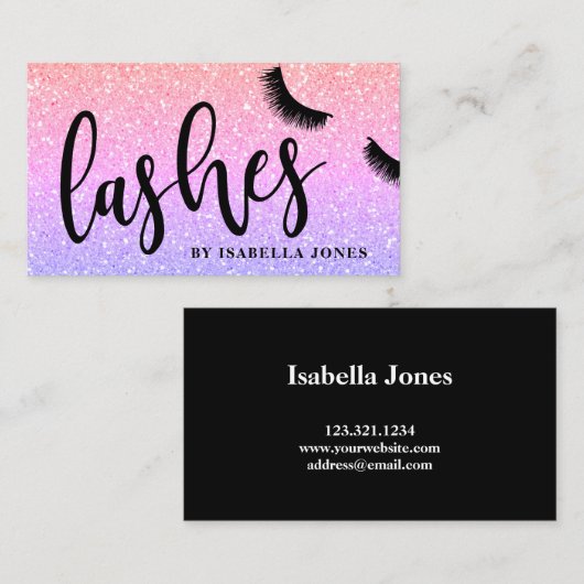 Moderne, , heldere, glittervlies visitekaartje (Voorkant / Achterkant)