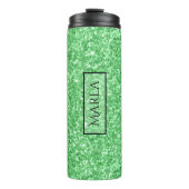 Moderne, heldere, groene glittertextuur thermosbeker (Voorkant)