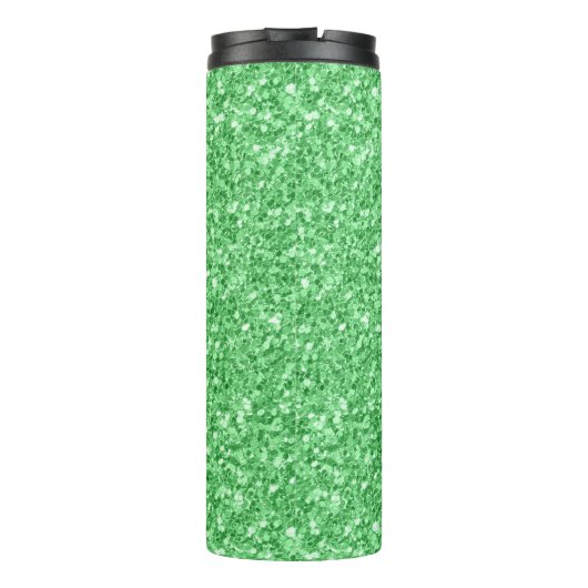 Moderne, heldere, groene glittertextuur thermosbeker (Achterkant)